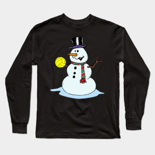 Funny Snowman Playing Water Polo Christmas Long Sleeve T-Shirt